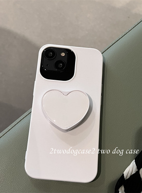 16ProMax亮白色纯白光滑13爱心支架搭配白色系12pro11软壳XR手机壳简约14P手机壳Xsmax