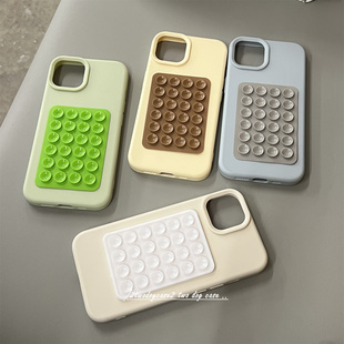 糖果雾霾蓝青草绿17/16PRO/15PRO简约百搭磨砂硅胶软壳11/12/13PM/14pm吸盘装饰搭配奶黄温柔博主爱豆同款16