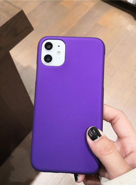 16plus15pro/14亮色系13电光紫深紫色磨砂11ProMax手机壳适用苹果12 7/8p/SE保护硬壳潮半包保护壳