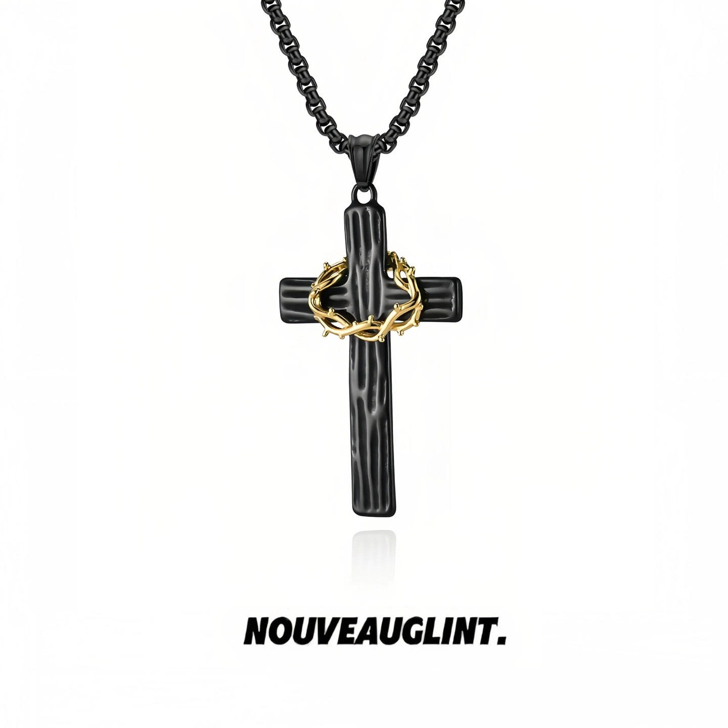 NG荆棘十字架吊坠钛钢情侣项链男款小众设计高级感女士毛衣链配饰