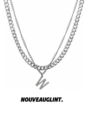 NG26字母吊坠钛钢项链百搭饰品