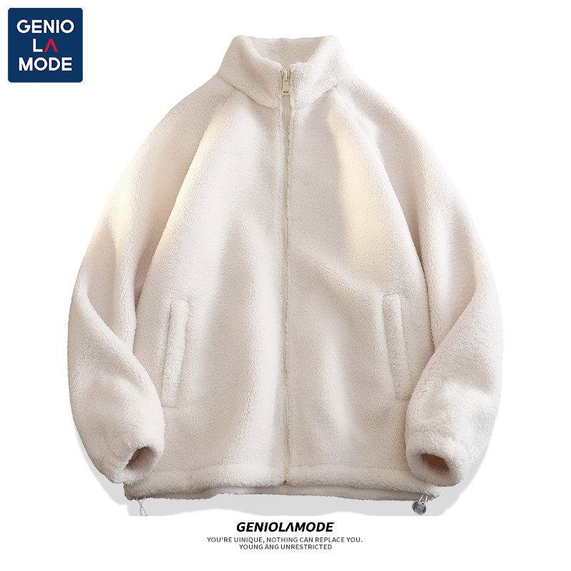 SEMIR GROUP GENIOLAMODE FLEECE JACKET MENS AUTUMN AND WINTER FLEECE PLUS PILE SUPER THICK LAMBSWOOL BLACK COTTON SUIT