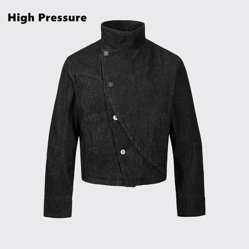 High Pressure美式复古不规则高级感击剑道服上衣男牛仔夹克外套
