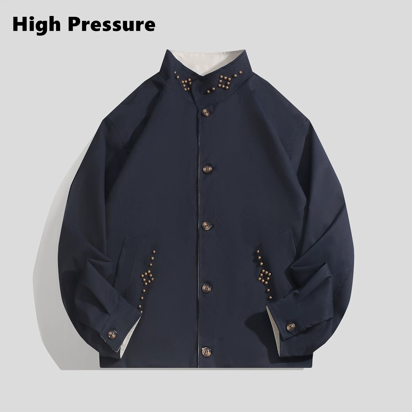 High Pressure美式复古铜钉设计感夹克男女秋季cleanfit宽松外套