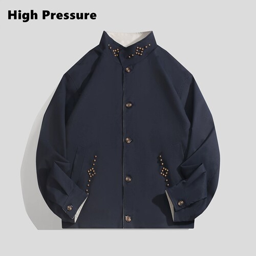 High Pressure美式复古铜钉设计感夹克男女秋季cleanfit宽松外套