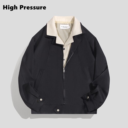 High Pressure老钱风cleanfit复古感假两件夹克外套男设计感上衣