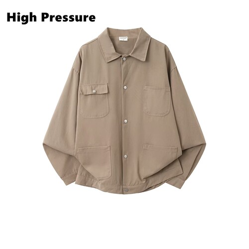 High Pressure美式复古工装夹克外套男女春秋简约多口袋休闲上衣