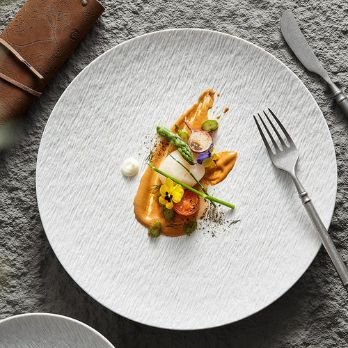 绘颜浅盘陶瓷圆形纯色10英寸盘子