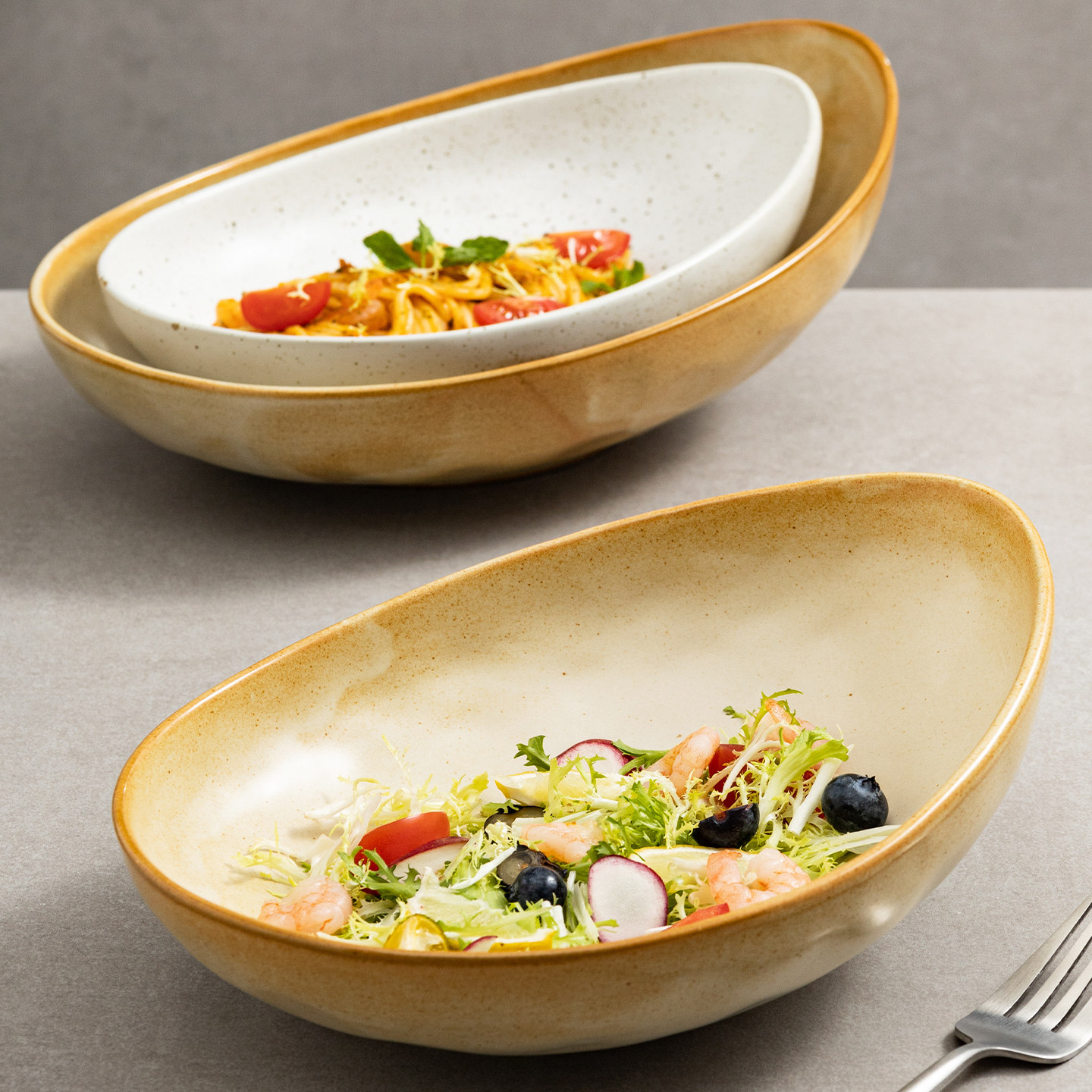 山野风陶瓷椭圆形汤碗家用日式餐具沙拉碗不规则水果碗菜碗刺身盘,餐饮具,碗,淘宝优惠券,粉丝福利购,淘宝优惠卷