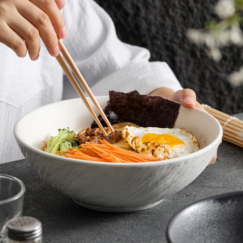 磨砂石纹面碗汤碗特别好看的餐具