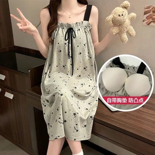 吊带夏天公主甜美可爱学生宽松睡裙ins家居服女 带胸垫睡衣女夏季