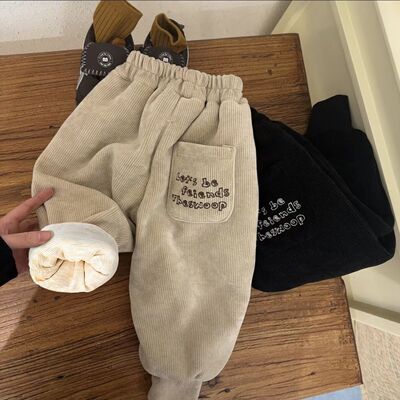 男童加绒裤子女童加厚棉裤冬季一条过冬男宝宝小童保暖外穿长裤潮