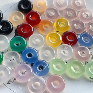 15mm天然白玛瑙水泡圈 无孔绿玛瑙小平安扣吊坠 古风吊坠diy配饰