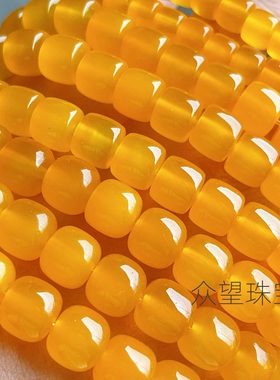 天然黄玛瑙直切  苹果珠桶珠手工串珠饰品配件手串项链DIY材料