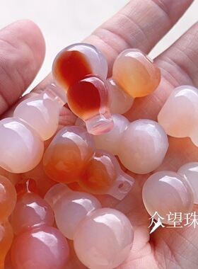 约15*25mm天然红玛瑙葫芦吊坠挂件  锦鲤配色diy手工材料