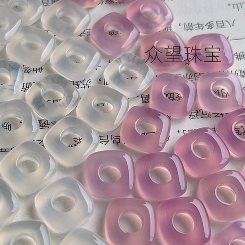 14mm天然白玛瑙荔枝冻跑环平安扣圆环手链毛衣链吊坠手串配件