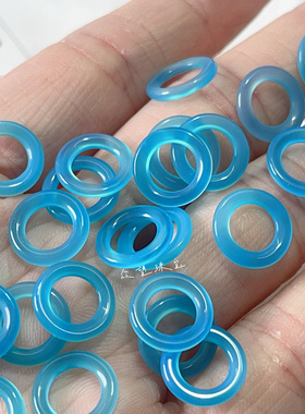 11mm天然蓝色玛瑙小圈圈圆环手工DIY发簪流苏禁步耳环材料配件