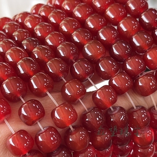 9*10mm天然红玛瑙老型珠  直切桶珠散珠手工diy饰品配件隔珠管珠