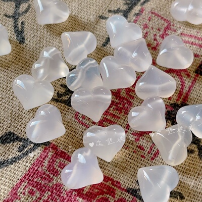 天然白玛瑙爱心屁桃蜜桃 荔枝冻横通孔雕刻件手链串珠配件材料