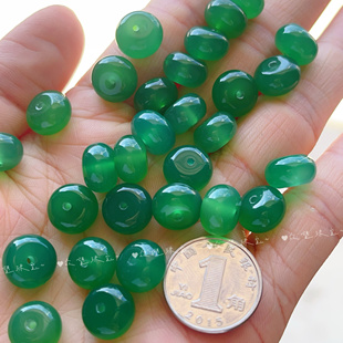 天然绿玛瑙算盘珠 绿玉髓隔片散珠手工串珠diy半成品饰品材料