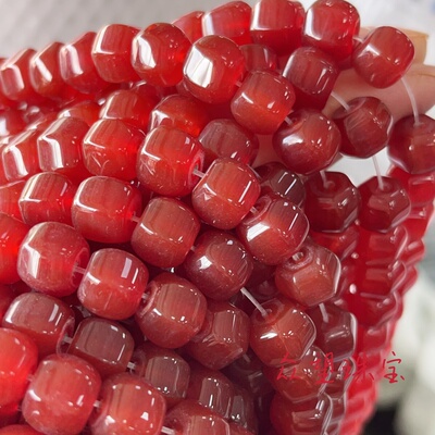 8*10mm天然红玛瑙灯笼珠  散珠手工diy饰品配件隔珠管珠配件材料