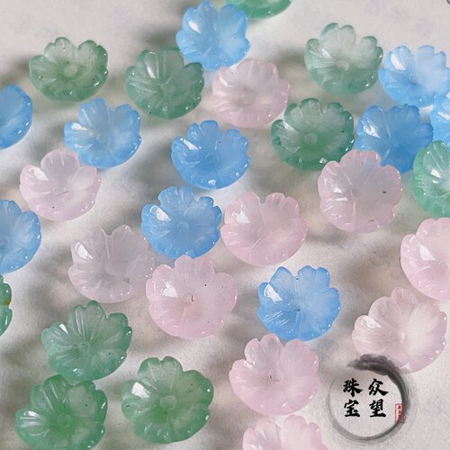 8-10mm天然石碗花 绿东陵花托 古风发簪diy饰品配件材料