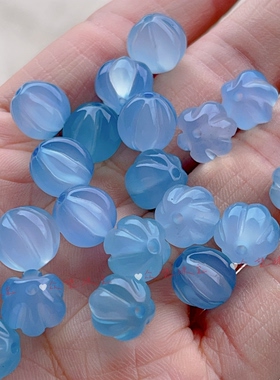 天然石 浅蓝色玛瑙南瓜珠发簪耳环 diy饰品配件手串手链隔珠散珠