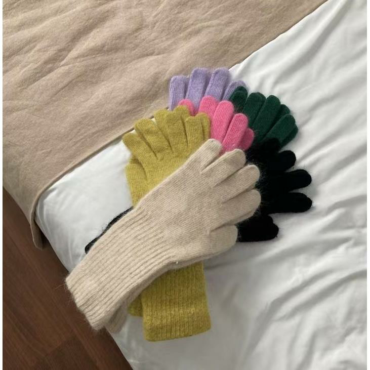 2022日韩兔绒毛线手套保暖ins纯