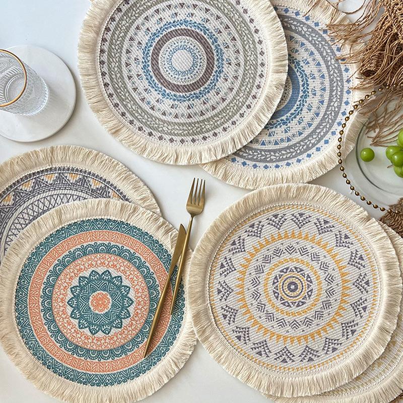 ins风流苏餐垫布艺餐桌装饰垫民