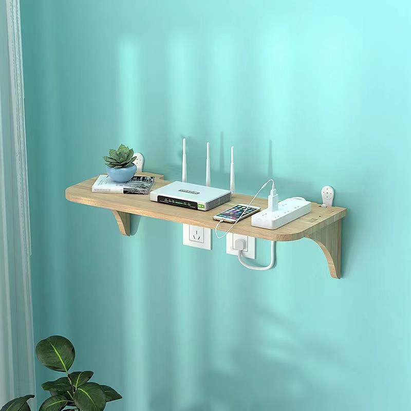 实木客厅墙上免打孔电视机顶盒路