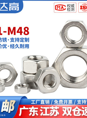 304不锈钢六角螺母316螺帽201螺丝帽大全M1M2M3M4M5M6M8M10M12m20