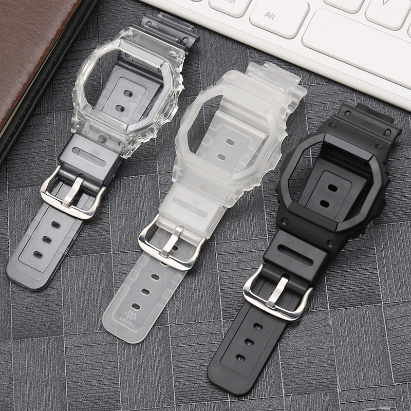 适配冰韧刃透明卡西欧方块DW-5600SK/5635 GWX/GW-B5600表壳表带