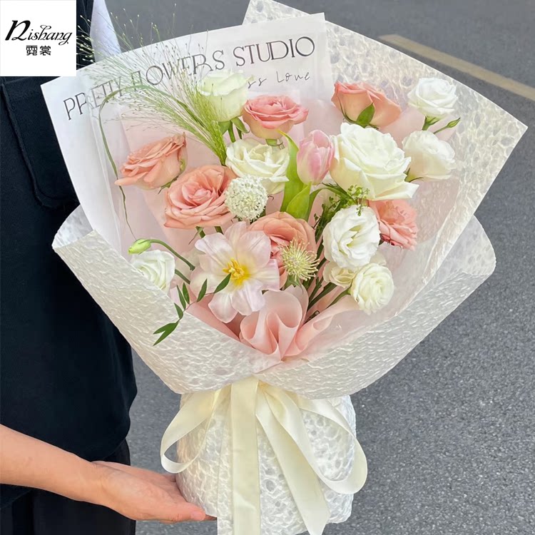 手工水岩纸玫瑰花束包花纸 diy材料肌理纹水滴纸鲜花包装纸花艺纸