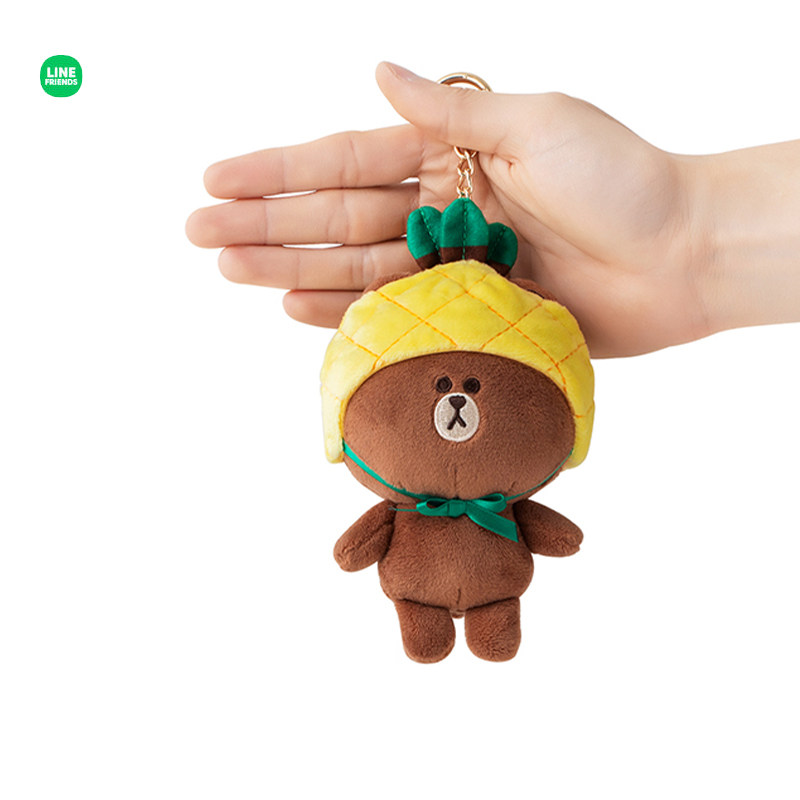 LINE FRIENDS菠萝布朗熊玩偶挂件公仔钥匙扣卡通动漫毛绒包挂饰