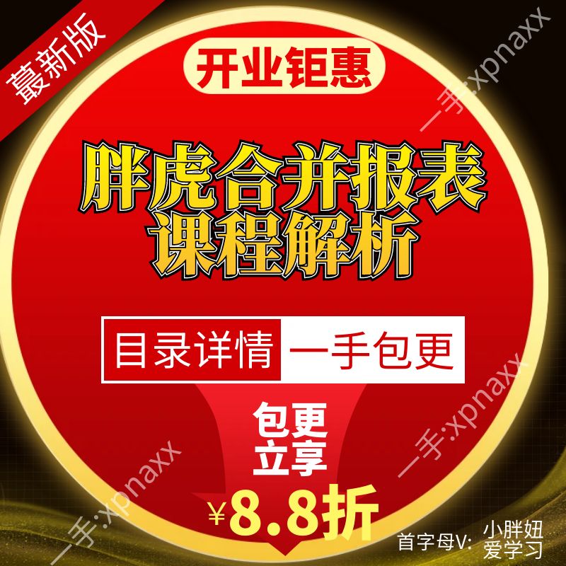 胖虎合并报表课程解析 合并财务报表内部抵消分录递延费用视频课