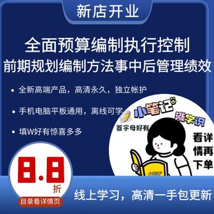 全面预算编制执行控制 前期规划编制方法事中后管理绩效激励视频