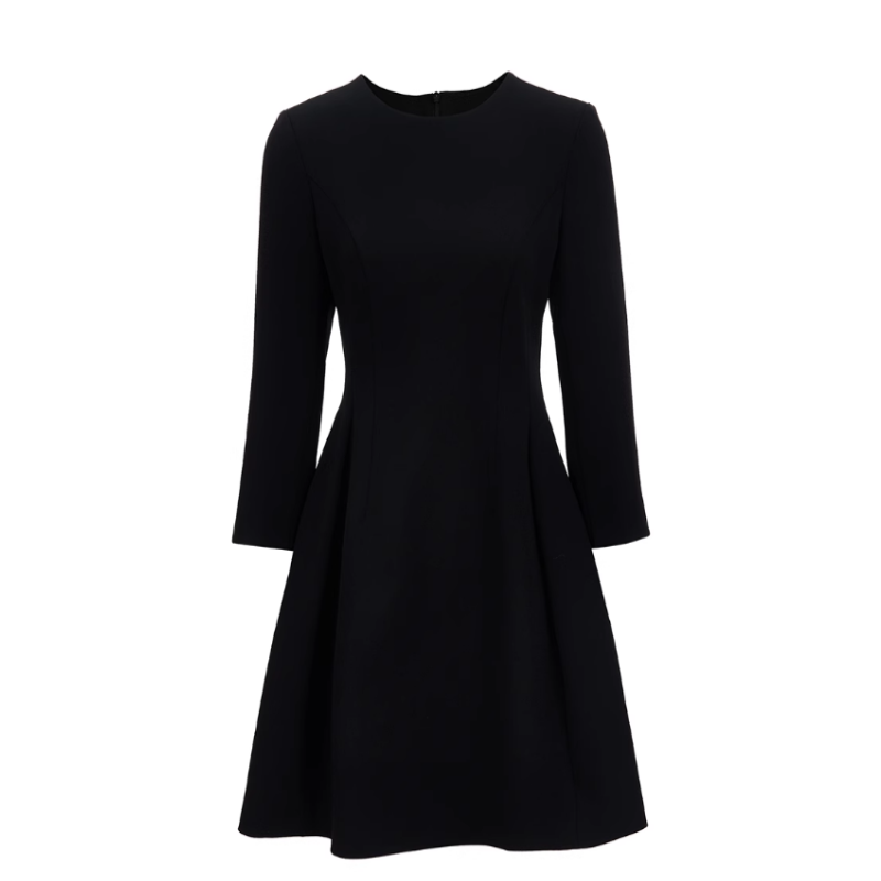 商场同款定制连衣裙2025冬季新款女纯色收腰修身显瘦A摆32547A005