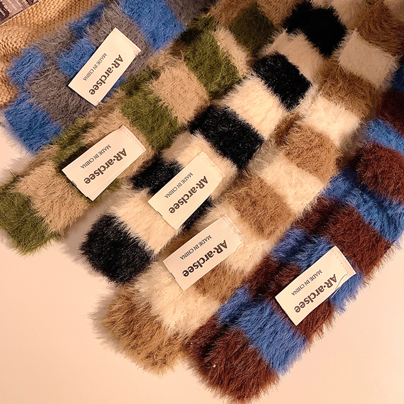 小众毛绒条纹细窄长款围巾女秋冬季保暖韩系氛围感辣妹装饰围脖