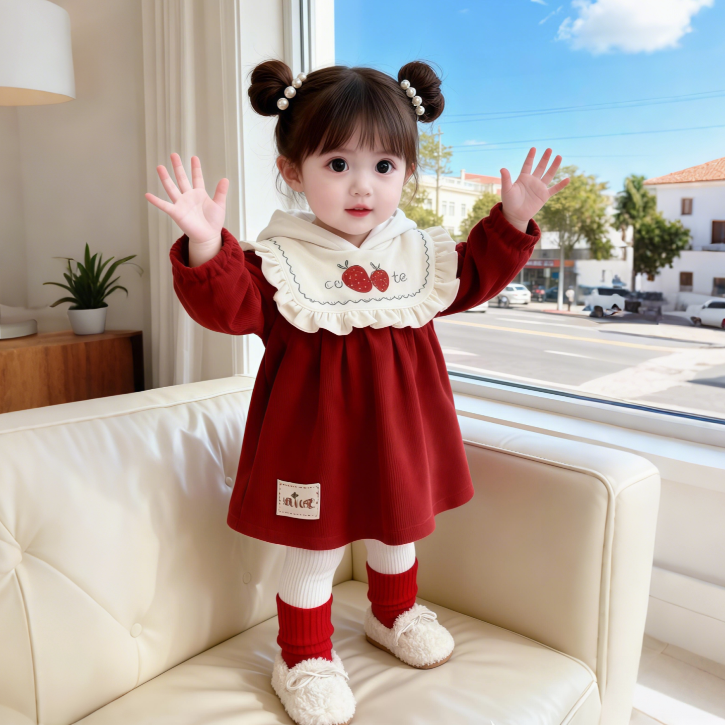 罩衣女宝宝外穿洋气冬婴幼儿吃饭防水防脏围裙儿童灯芯绒罩衫围兜