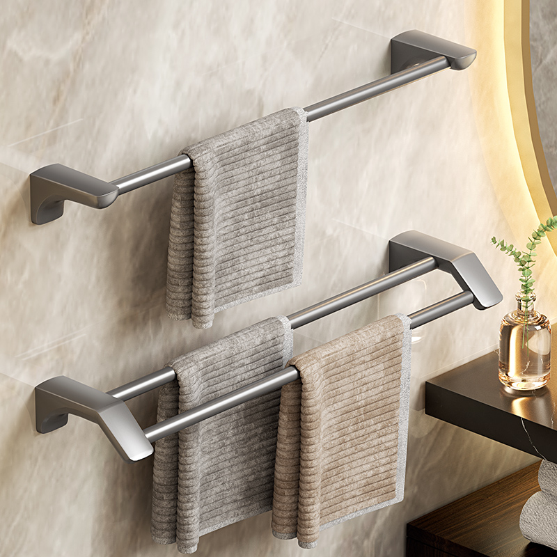 枪灰毛巾架双杆不锈钢卫生间