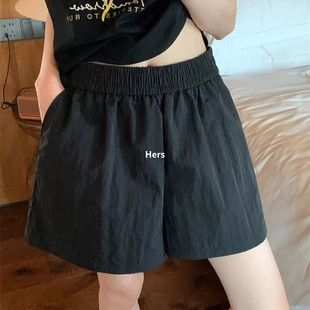 JILANK Hers黑色短裤女夏季百搭高腰休闲运动裤子女薄款透气女裤