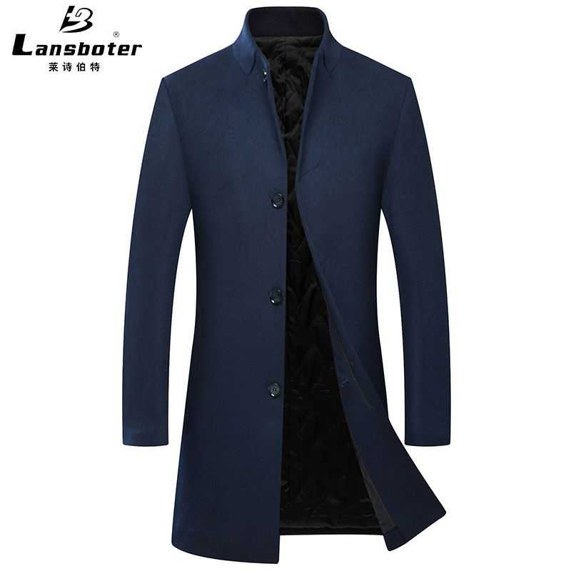 秋冬新款毛呢大衣男士简约中长款立领羊毛风衣男加厚呢子大衣外