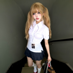 星迹中/一坨羊原创jk收腰POLO衫短袖衬衫女日系校供感学生t恤夏季