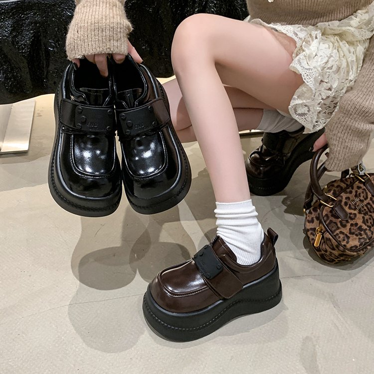 2025秋季新款深口单鞋高跟(5-8cm)PU方头魔术贴