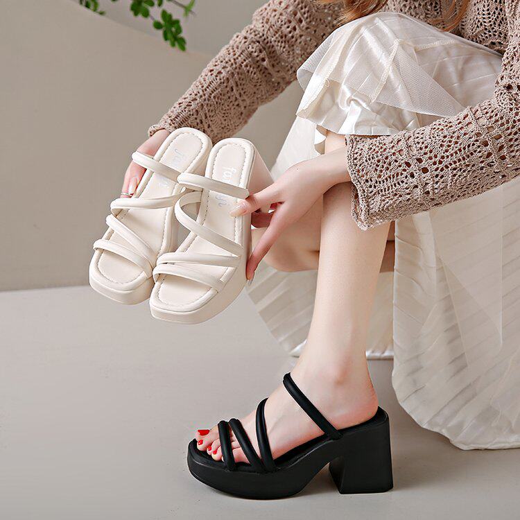 京东官方旗舰店官网女鞋子商城唯品会特卖正品牌高跟时尚一字凉拖