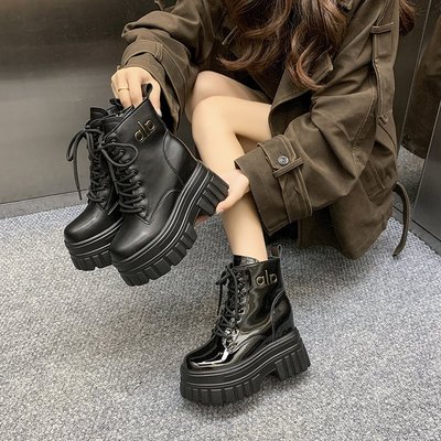 10cm超高跟内增高马丁靴女生秋冬季小个子穿的厚底短靴不累脚加绒