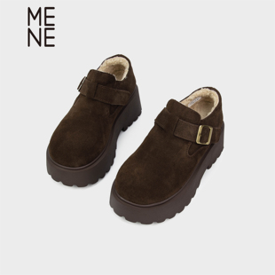 MENE(女鞋)牛反绒皮勃肯鞋女2025新款厚底增高休闲短靴冬季保暖