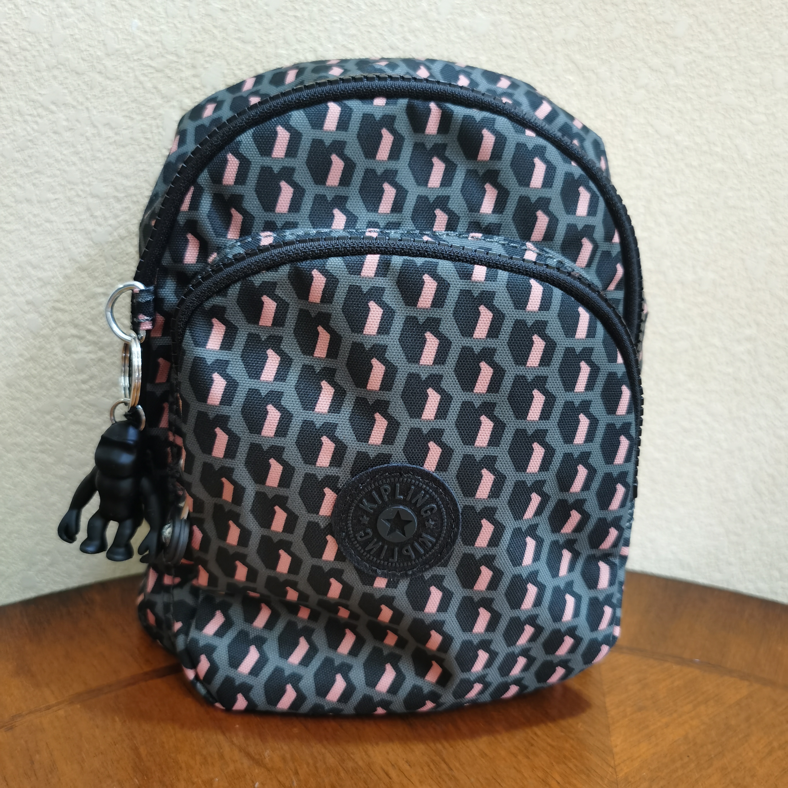 kipling双肩背包小号 3D老花拼粉KPKI7806E1A1