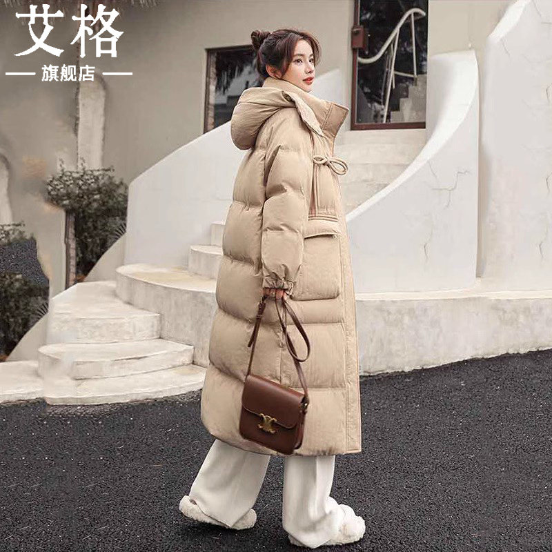 艾格旗舰店2023冬季加厚高个子中长款羽绒服女装时尚休闲保暖外套
