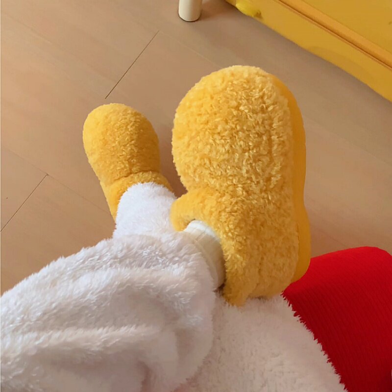 可爱奶黄包棉鞋冬季女款居家外出保新款毛绒加绒加厚保暖棉拖鞋
